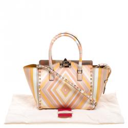 Pre Owned Valentino Multicolor Leather Small Native Couture 1975 Rockstud Tote