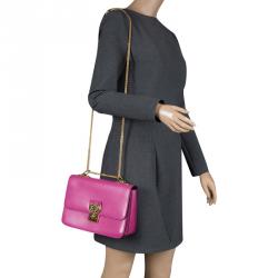 Pre Owned Valentino Purple Leather L'amour Chain Shoulder Bag