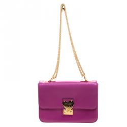 Pre Owned Valentino Purple Leather L'amour Chain Shoulder Bag
