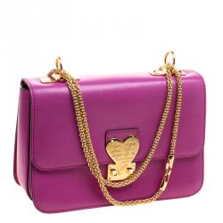 Pre Owned Valentino Purple Leather L'amour Chain Shoulder Bag