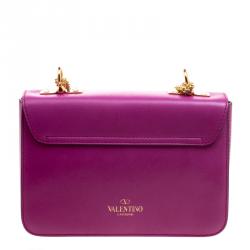 Pre Owned Valentino Purple Leather L'amour Chain Shoulder Bag