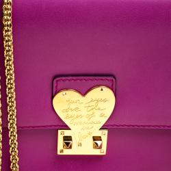 Pre Owned Valentino Purple Leather L'amour Chain Shoulder Bag