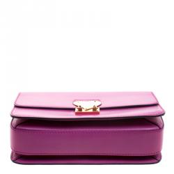 Pre Owned Valentino Purple Leather L'amour Chain Shoulder Bag