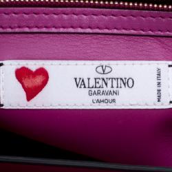 Pre Owned Valentino Purple Leather L'amour Chain Shoulder Bag