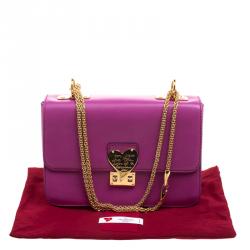Pre Owned Valentino Purple Leather L'amour Chain Shoulder Bag