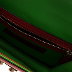 Pre Owned Valentino Multicolor Leather Small Crystal Embellished Glam Lock Shoulder Bag