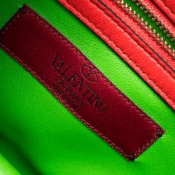 Pre Owned Valentino Multicolor Leather Small Crystal Embellished Glam Lock Shoulder Bag