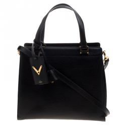 Pre Owned Valentino Black Leather Large Convertible Tote