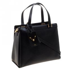 Pre Owned Valentino Black Leather Large Convertible Tote