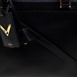 Pre Owned Valentino Black Leather Large Convertible Tote