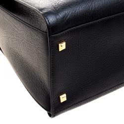 Pre Owned Valentino Black Leather Large Convertible Tote