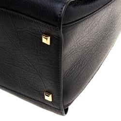 Pre Owned Valentino Black Leather Large Convertible Tote