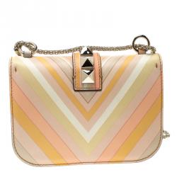 Pre Owned Valentino Multicolor Native Print Couture 1975 Leather Small Glam Lock Shoulder Bag