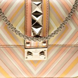 Pre Owned Valentino Multicolor Native Print Couture 1975 Leather Small Glam Lock Shoulder Bag