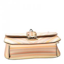 Pre Owned Valentino Multicolor Native Print Couture 1975 Leather Small Glam Lock Shoulder Bag