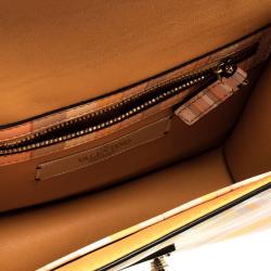 Pre Owned Valentino Multicolor Native Print Couture 1975 Leather Small Glam Lock Shoulder Bag