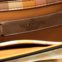 Pre Owned Valentino Multicolor Native Print Couture 1975 Leather Small Glam Lock Shoulder Bag