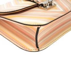 Pre Owned Valentino Multicolor Native Print Couture 1975 Leather Small Glam Lock Shoulder Bag