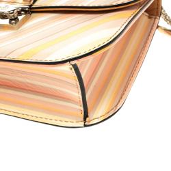 Pre Owned Valentino Multicolor Native Print Couture 1975 Leather Small Glam Lock Shoulder Bag