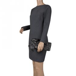 Pre Owned Valentino Black Lace Bow Clutch