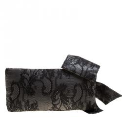 Pre Owned Valentino Black Lace Bow Clutch