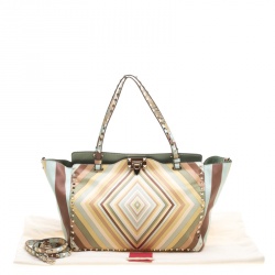 Pre Owned Valentino Multicolor Leather Medium Native Couture 1975 Rockstud Tote