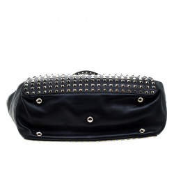 Pre Owned Valentino Black Leather Medium Studded Rockstud Tote