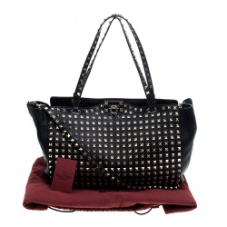 Pre Owned Valentino Black Leather Medium Studded Rockstud Tote