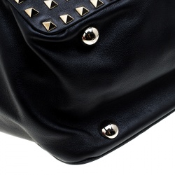 Pre Owned Valentino Black Leather Medium Studded Rockstud Tote