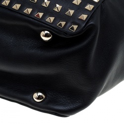 Pre Owned Valentino Black Leather Medium Studded Rockstud Tote