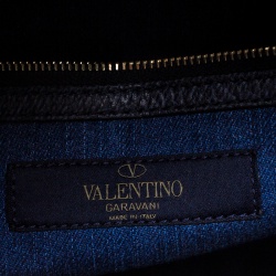 Valentino Blue/Multicolor Denim Butterfly My Rockstud Top Handle Bag
