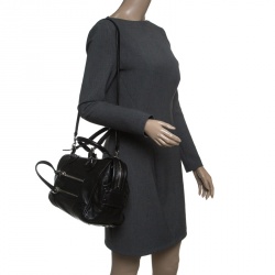 Pre Owned Valentino Black Leather Bowling Bag