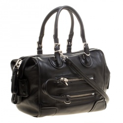Pre Owned Valentino Black Leather Bowling Bag