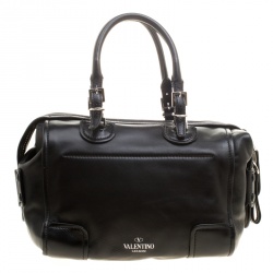 Pre Owned Valentino Black Leather Bowling Bag