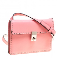 Pre Owned Valentino Pink Leather Micro Rockstud Crossboy Bag
