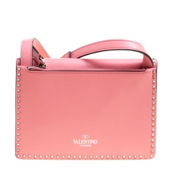 Pre Owned Valentino Pink Leather Micro Rockstud Crossboy Bag