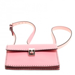 Pre Owned Valentino Pink Leather Micro Rockstud Crossboy Bag