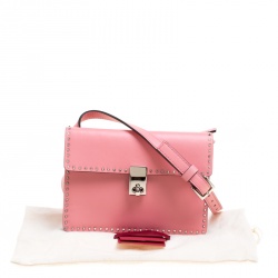 Pre Owned Valentino Pink Leather Micro Rockstud Crossboy Bag