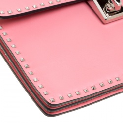 Pre Owned Valentino Pink Leather Micro Rockstud Crossboy Bag