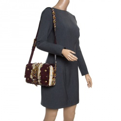 Pre Owned Valentino Burgundy Leather Painted Studs Box Bag