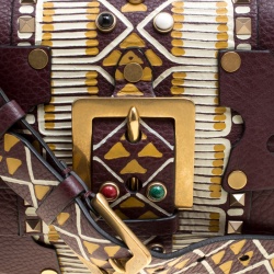 Pre Owned Valentino Burgundy Leather Painted Studs Box Bag