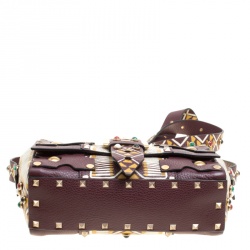 Pre Owned Valentino Burgundy Leather Painted Studs Box Bag