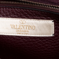 Pre Owned Valentino Burgundy Leather Painted Studs Box Bag