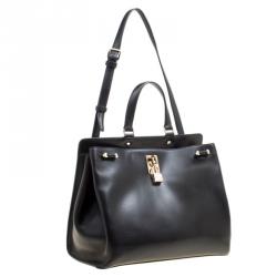 Pre Owned Valentino Black Leather Large Joylock Top Handle Bag