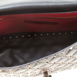 Pre Owned Valentino Black Leather Large Rockstud Top Handle Bag