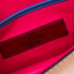 Pre Owned Valentino Multicolor Leather Mini Rockstud Lock Flap Crossbody Bag