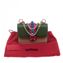 Pre Owned Valentino Multicolor Leather Mini Rockstud Lock Flap Crossbody Bag