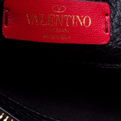 Pre Owned Valentino Black Leather Rockstud Around Top Handle Bag
