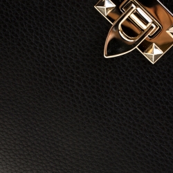 Pre Owned Valentino Black Leather Rockstud Around Top Handle Bag