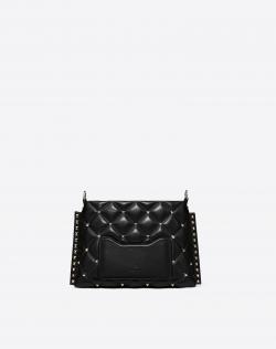 Valentino Black Quilted Leather Candystud Messenger Bag